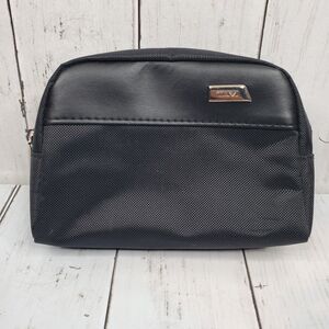 TUMI for Delta - Small Black Zip Pouch- Soft Sided Travel Case- Toiletry Bag 7x4